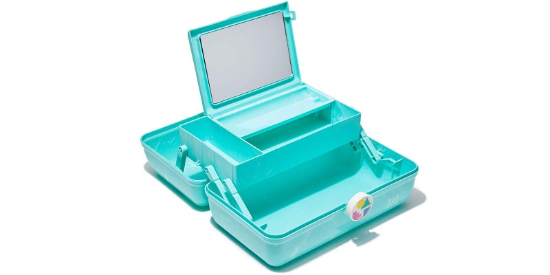 Caboodles On-The-Go Girl Makeup Box  Turquoise on Marble  Hard Plastic Makeup Organizer Box  Built-In Mirror  Secure Latch for Safe Travel  Spacious Storage for Large Items - Image 3